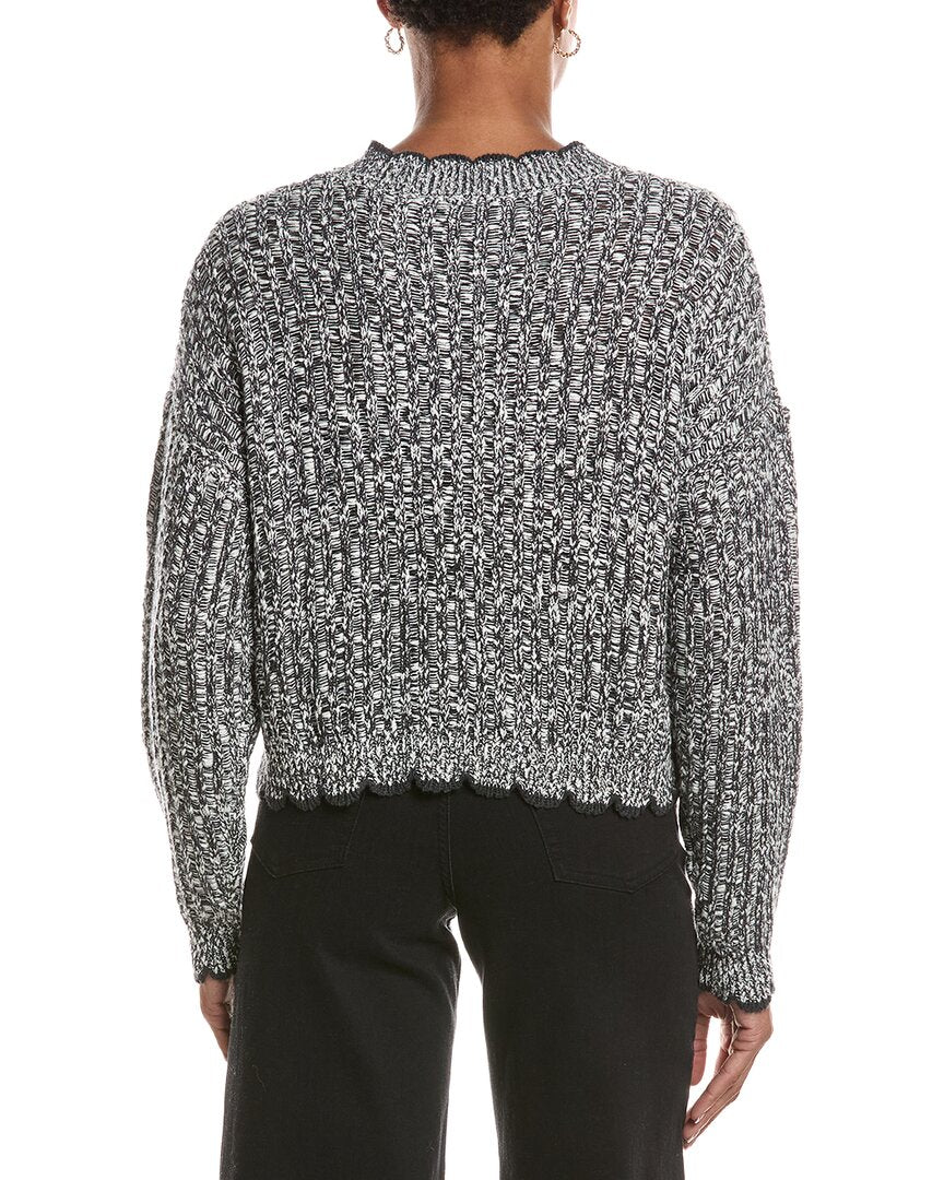 Autumn Cashmere Autumn Cashmere Tipped Ladder Stitch Crewneck Sweater