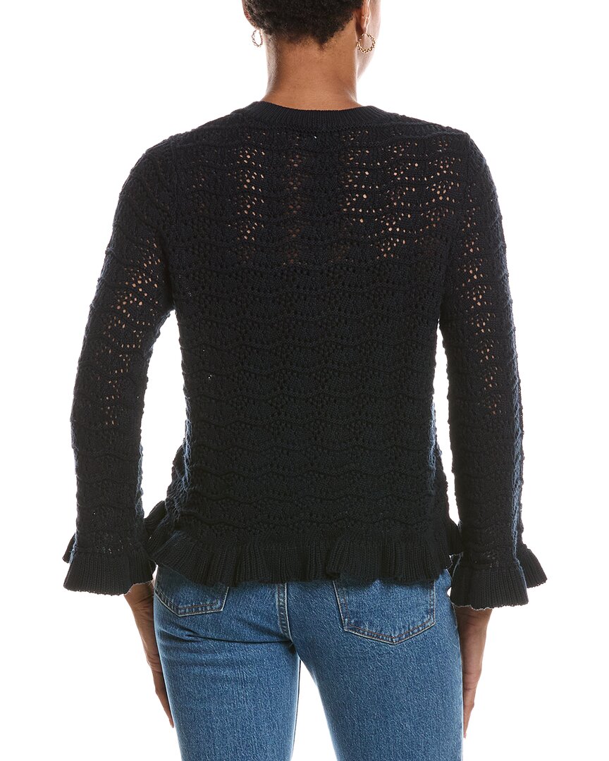 Autumn Cashmere Autumn Cashmere Pointelle Ruffle Edge Crewneck Sweater