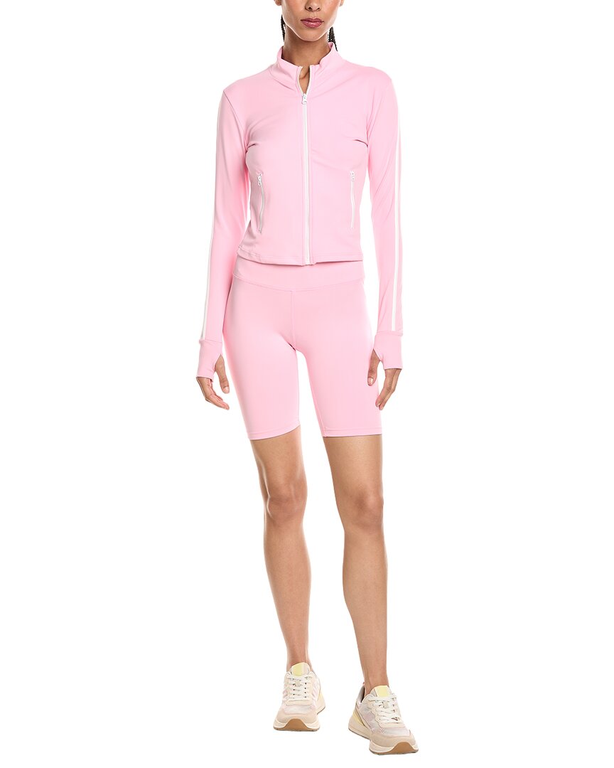 Marion 2Pc 5.5In Yoga Fabric Contrast Jacket & Biker Short Set