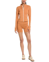 Marion 2Pc 5.5In Yoga Fabric Contrast Jacket & Biker Short Set