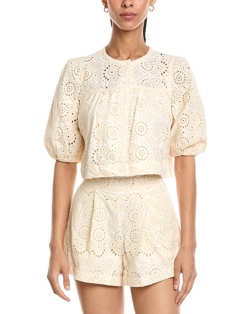 Blank Nyc Roaming Free Cream Cropped Shirt Jean