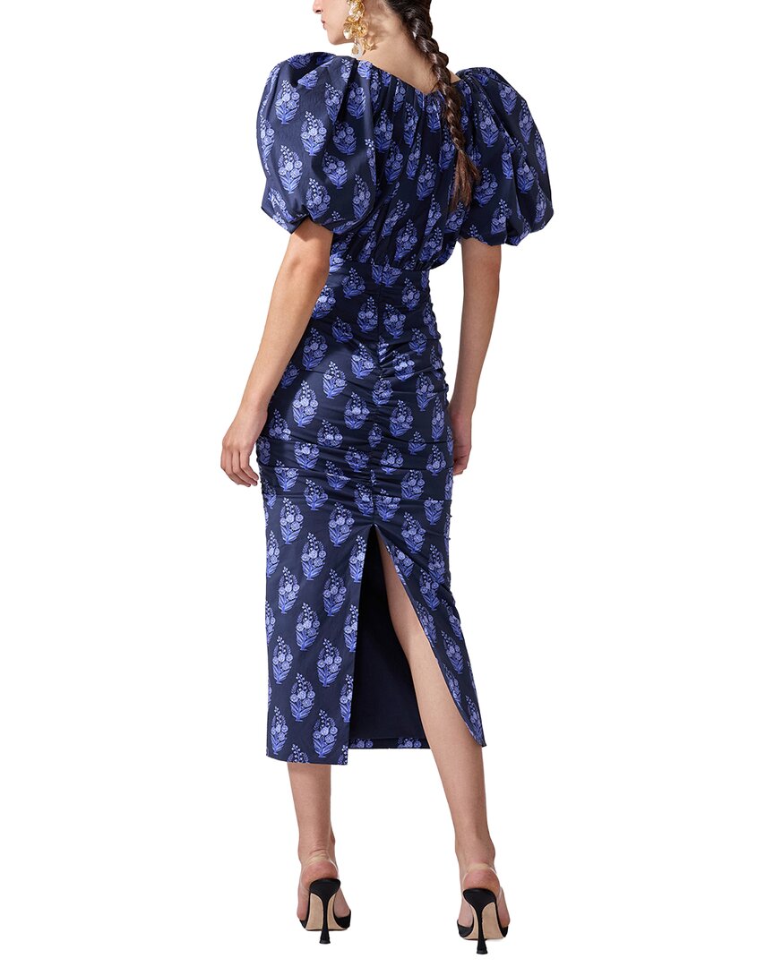 Carolina Herrera Puff Sleeve Gathered Midi Dress