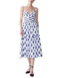 Carolina Herrera Spaghetti Strap Bustier A-Line Midi Dress
