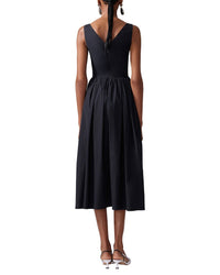 Carolina Herrera Gathered V-Neck Midi Dress