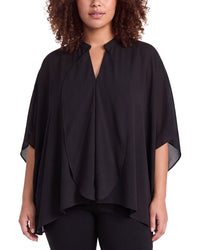 Anne Klein Anne Klein Plus Flutter Y-Neck Blouse