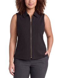 Anne Klein Anne Klein Plus Front Zip Mock Neck Top