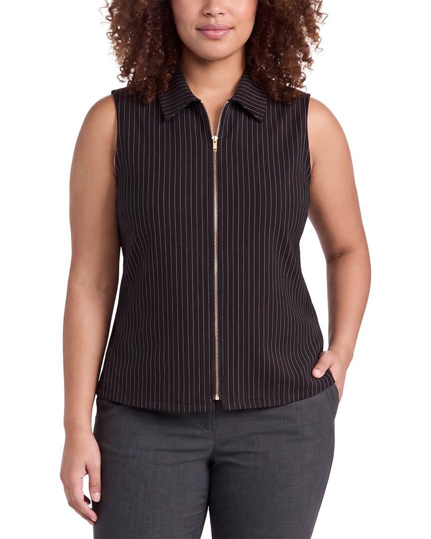 Anne Klein Anne Klein Plus Front Zip Mock Neck Top