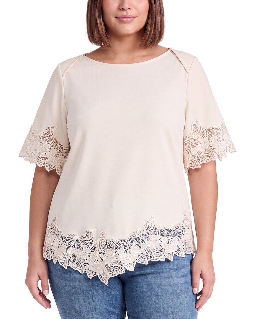 Anne Klein Anne Klein Plus Embroidered Solid Top