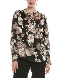 Anne Klein V-Neck Printed Satin Top