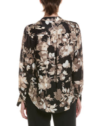 Anne Klein V-Neck Printed Satin Top
