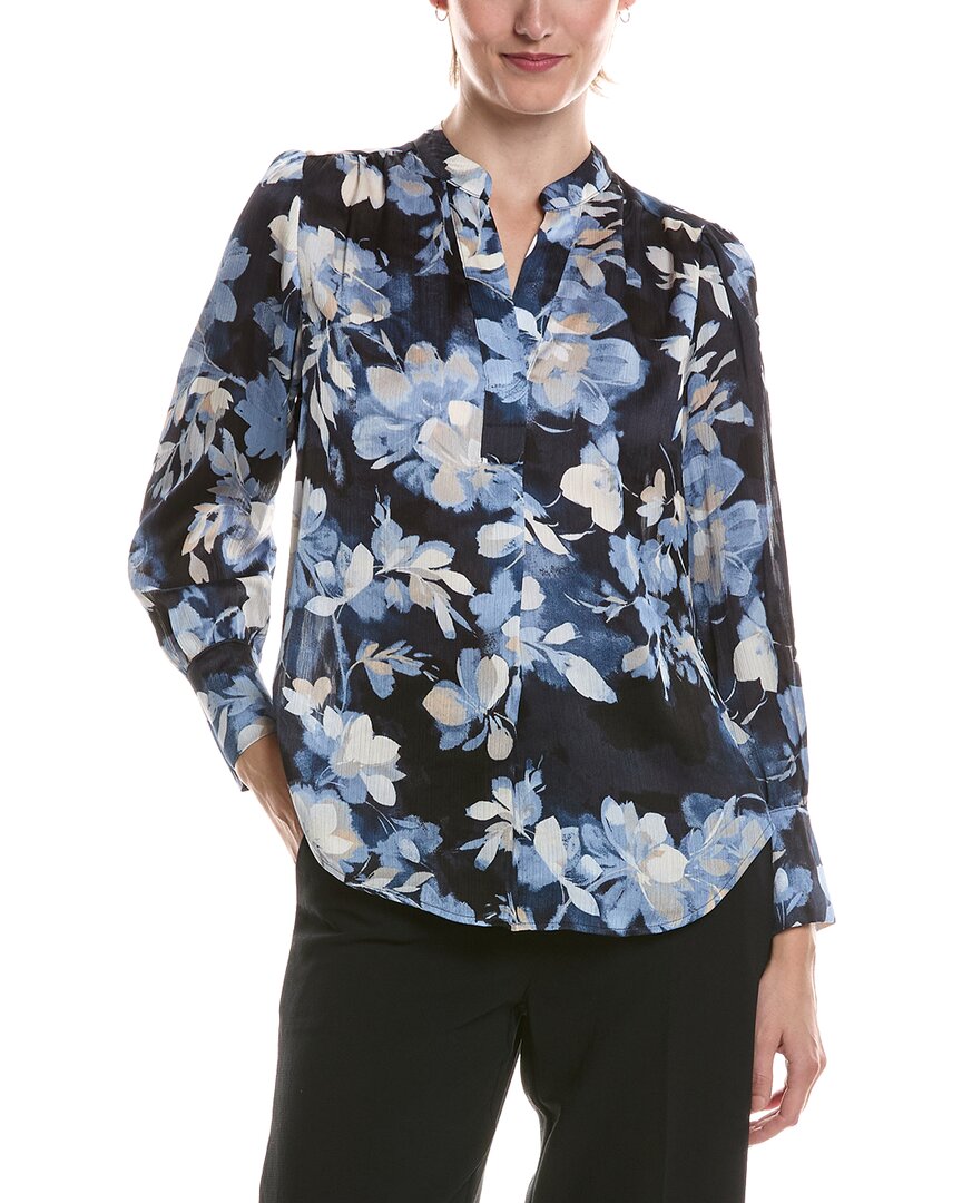 Anne Klein Anne Klein V-Neck Printed Satin Top