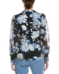 Anne Klein Anne Klein Mixed Media Faux Wrap Top