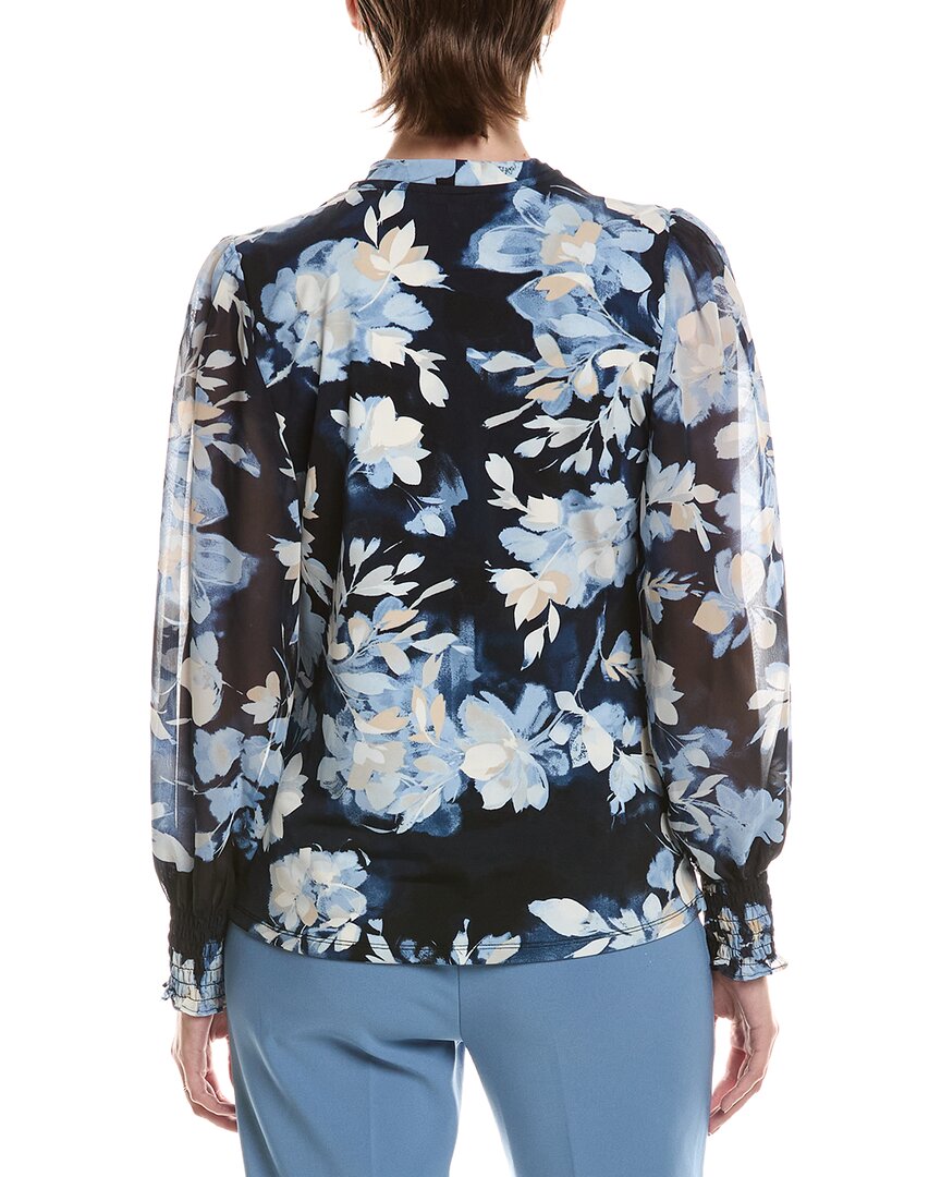 Anne Klein Anne Klein Mixed Media Faux Wrap Top