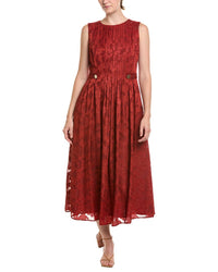 Anne Klein Anne Klein Pleated Neckline A-Line Midi Dress