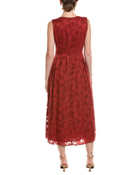 Anne Klein Anne Klein Pleated Neckline A-Line Midi Dress