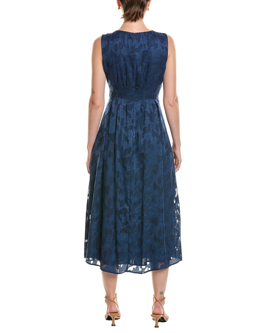 Anne Klein Anne Klein Pleated Neckline A-Line Midi Dress
