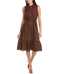 Jones New York Jones New York Belted Linen-Blend Midi Shirtdress