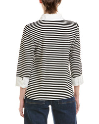 Jones New York Jones New York Poplin Trim Stripe Top