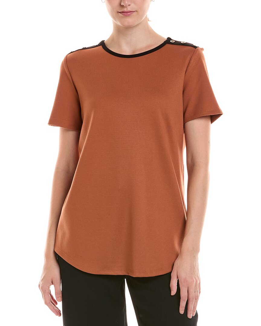 Jones New York Jones New York Colorblock Button Shoulder T-Shirt
