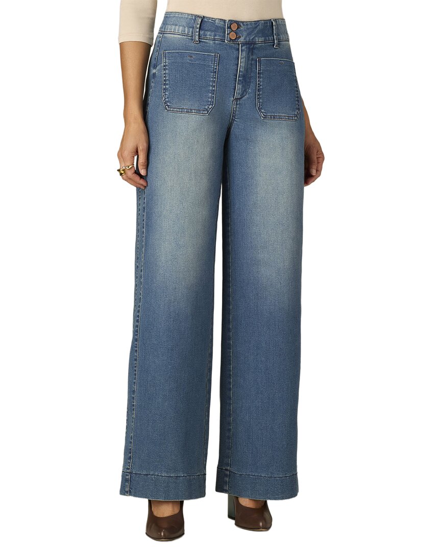 Wit & Wisdom Blue High Rise Patch Pocket Wide Leg Jean