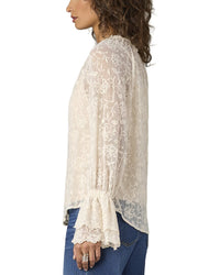 Wit & Wisdom Long Double Flounce Sleeve Ruffle Neck Top