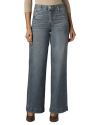 Wit & Wisdom Mid Blue Artisanal Gracie Skyrise Double Side Seam Wide Leg Jean