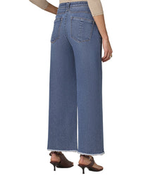 Wit & Wisdom Mid Blue Wyatt Skyrise Round Up Wide Leg Boyfriend Jean