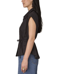 Wit & Wisdom Extended Shoulder Cap Sleeve Collared Shirt