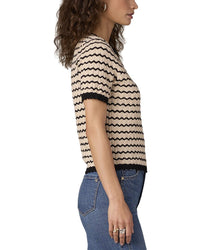 Wit & Wisdom Short Sleeve Round Neck Placket Sweater