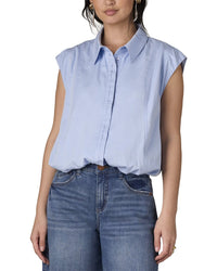 Wit & Wisdom Extended Shoulder Cap Sleeve Collared Shirt