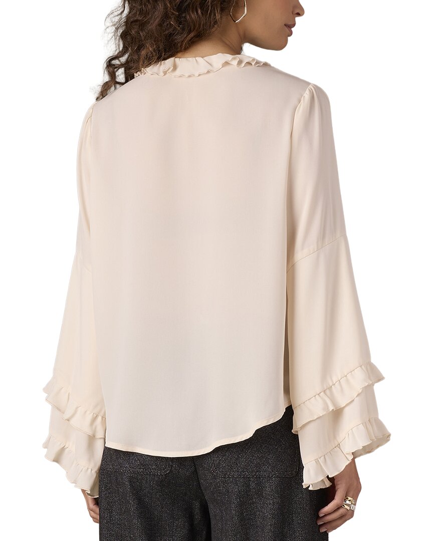 Wit & Wisdom Long Romantic Sleeve Ruffle Split Neck Top