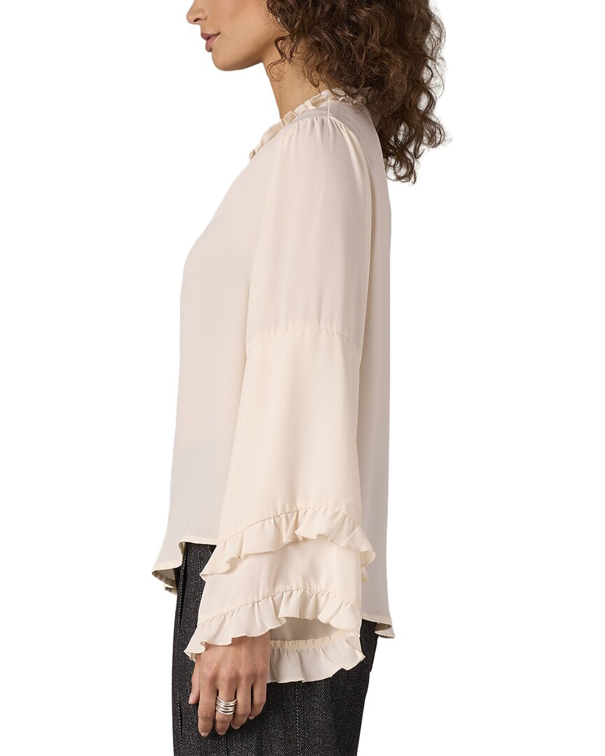 Wit & Wisdom Long Romantic Sleeve Ruffle Split Neck Top