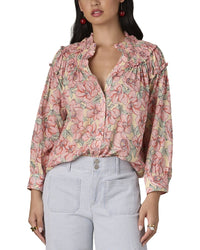 Wit & Wisdom 3/4 Blouson Sleeve Smocked Yoke Top