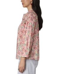 Wit & Wisdom 3/4 Blouson Sleeve Smocked Yoke Top