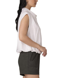 Wit & Wisdom Extended Shoulder Cap Sleeve Collared Shirt