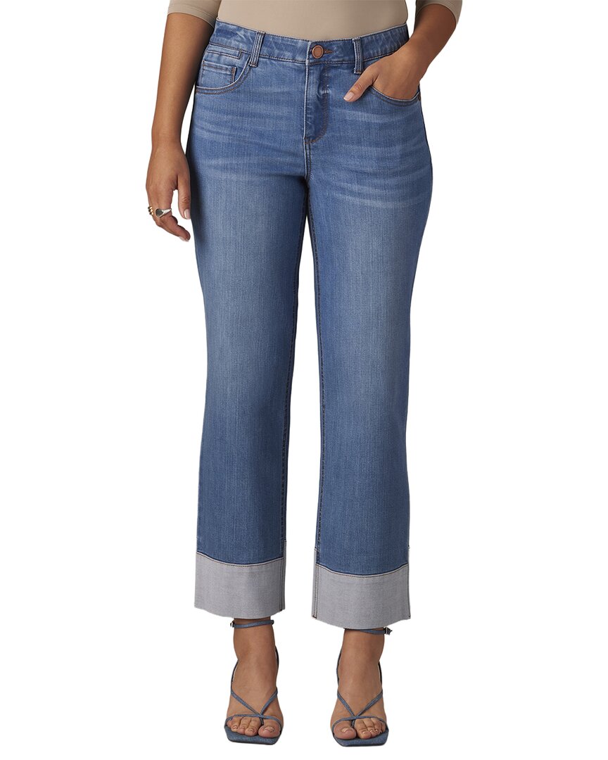 Wit & Wisdom Mid Blue High Rise Round Up Boyfriend Jean