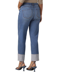 Wit & Wisdom Mid Blue High Rise Round Up Boyfriend Jean
