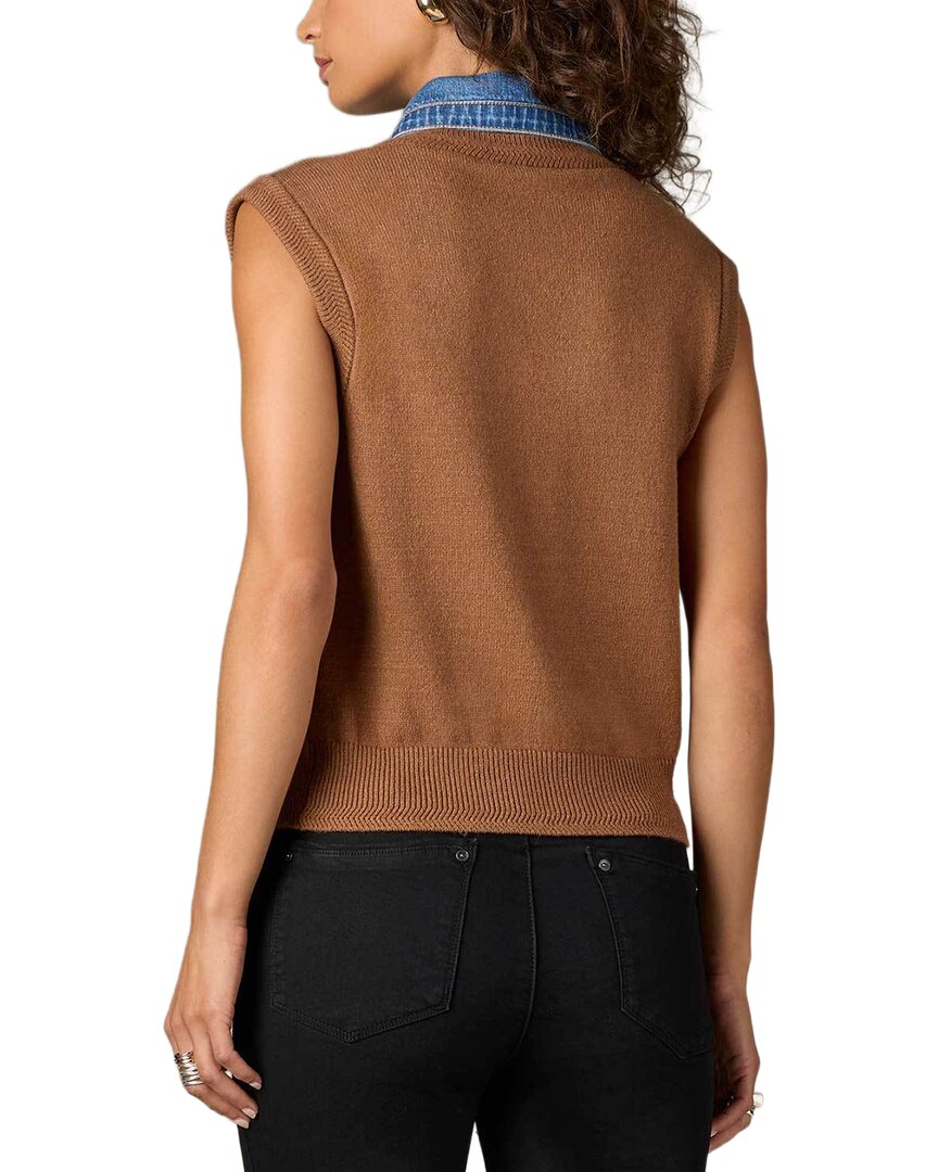 Wit & Wisdom Sleeveless Collared Mix Media Sweater Vest