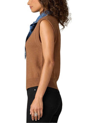 Wit & Wisdom Sleeveless Collared Mix Media Sweater Vest