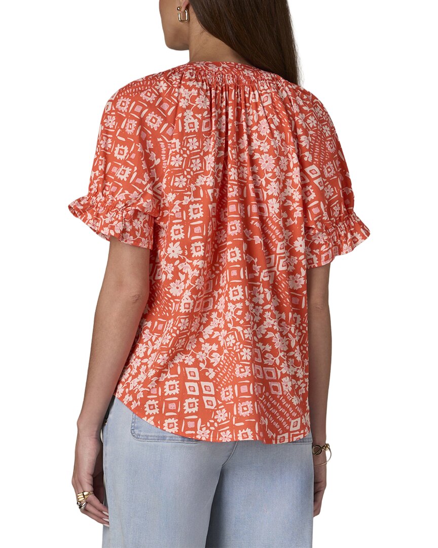 Wit & Wisdom Short Cinched Sleeve Stand Collar Top