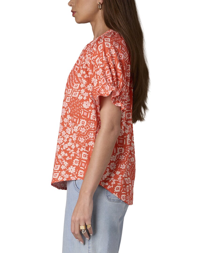 Wit & Wisdom Short Cinched Sleeve Stand Collar Top