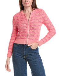 &Isla Eliza Pointelle Stripe Zip Bomber Jacket