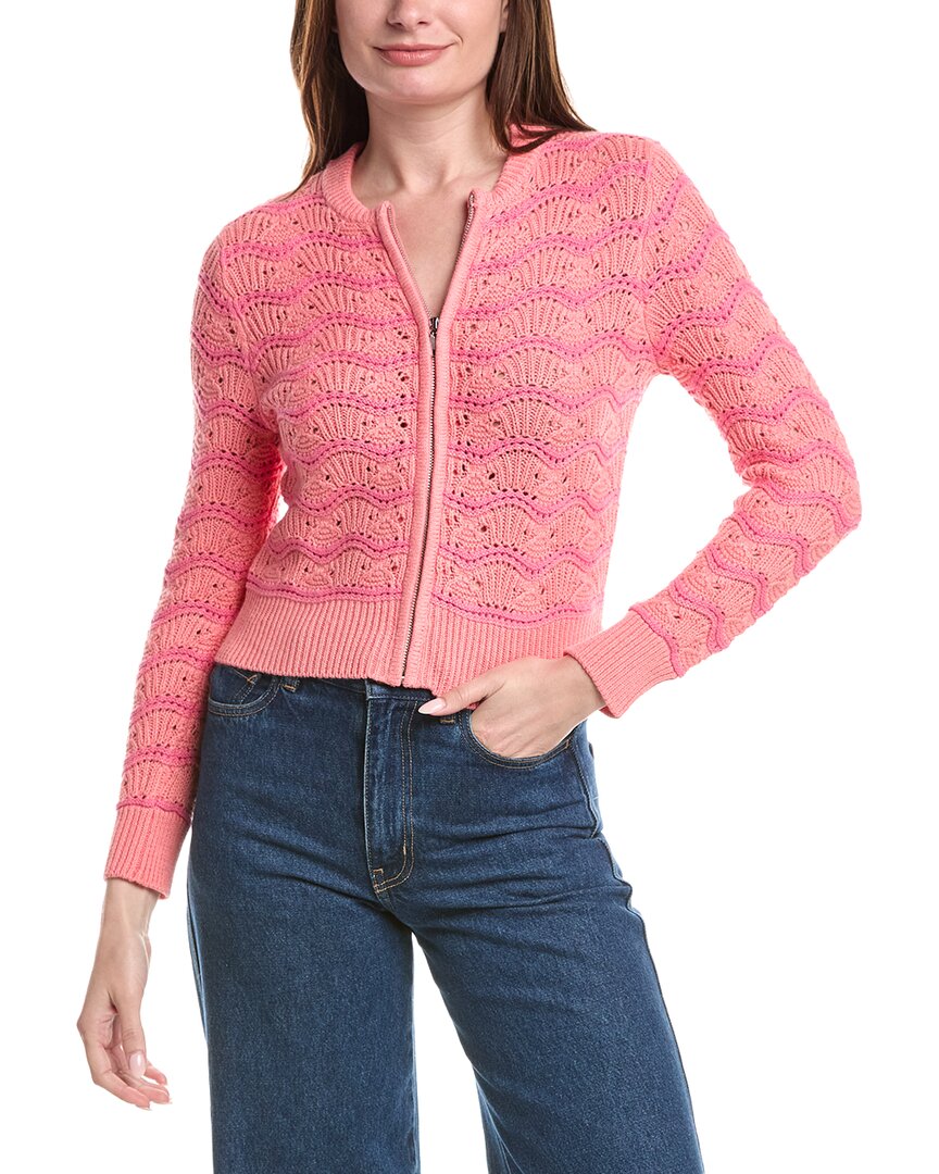 &Isla Eliza Pointelle Stripe Zip Bomber Jacket