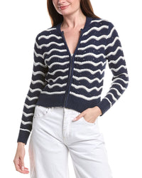 &Isla Eliza Pointelle Stripe Zip Bomber Jacket