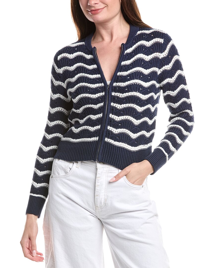 &Isla Eliza Pointelle Stripe Zip Bomber Jacket