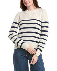 &Isla Lacey Stripe Pointelle Cashmere Top