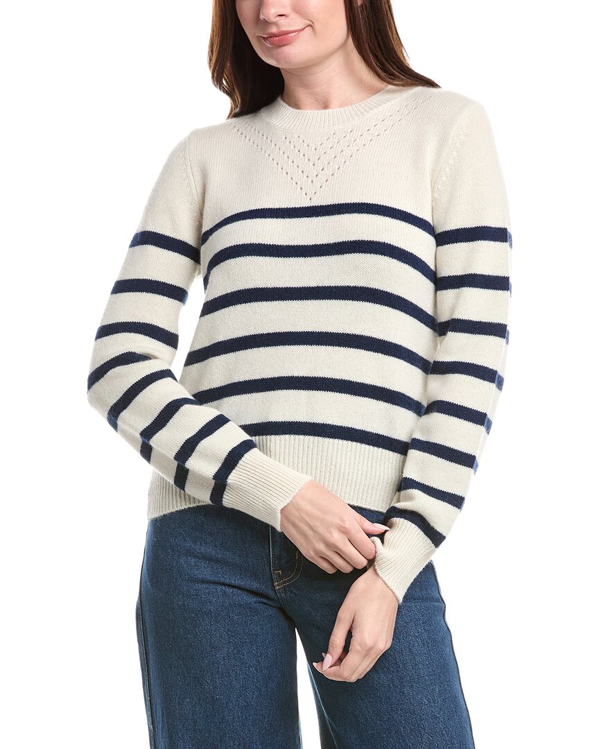 &Isla Lacey Stripe Pointelle Cashmere Top