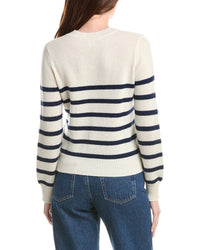 &Isla Lacey Stripe Pointelle Cashmere Top