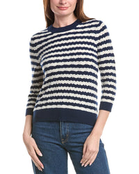 &Isla Kendall Pointelle Stripe Cashmere Sweater