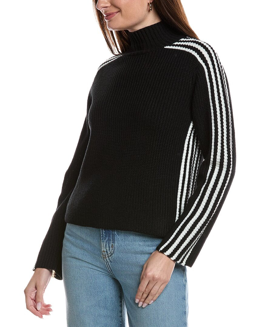 Theo and Spence Theo And Spence Striped Sleeve Turtleneck Sweater